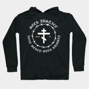 Micah 6:8 Seek Justice Love Mercy Walk Humbly Metal Hardcore Punk Pocket Hoodie